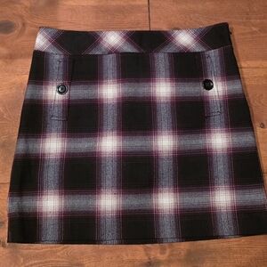 LOFT Plaid Mini Skirt in Black and Pink